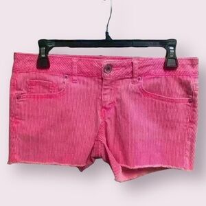 AEROPOSTALE Y2K PINK DENIM RAW HEM MICRO SHORTS/ HOT PANTS CASUAL SUMMER SZ 5/6